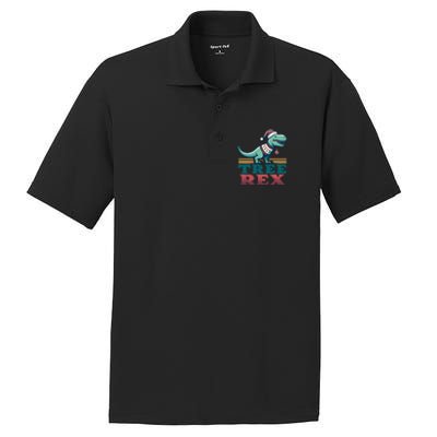 Christmas Dinosaur Tree Rex Retro Groovy Xmas Style Cute Gift PosiCharge RacerMesh Polo