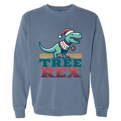 Christmas Dinosaur Tree Rex Retro Groovy Xmas Style Cute Gift Garment-Dyed Sweatshirt