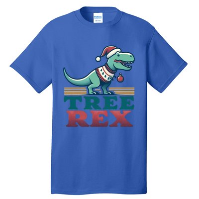 Christmas Dinosaur Tree Rex Retro Groovy Xmas Style Cute Gift Tall T-Shirt