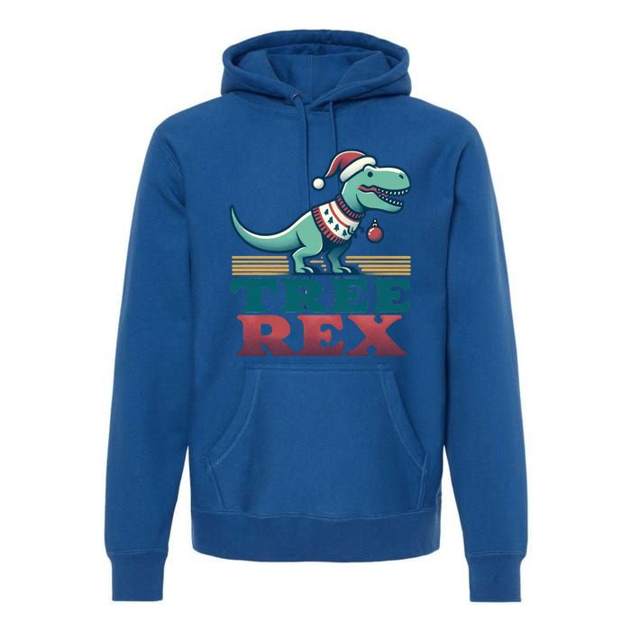 Christmas Dinosaur Tree Rex Retro Groovy Xmas Style Cute Gift Premium Hoodie