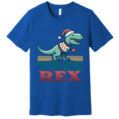 Christmas Dinosaur Tree Rex Retro Groovy Xmas Style Cute Gift Premium T-Shirt