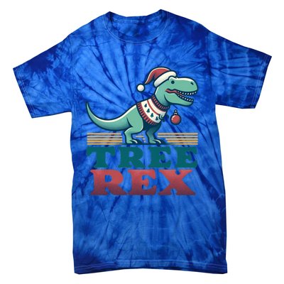 Christmas Dinosaur Tree Rex Retro Groovy Xmas Style Cute Gift Tie-Dye T-Shirt