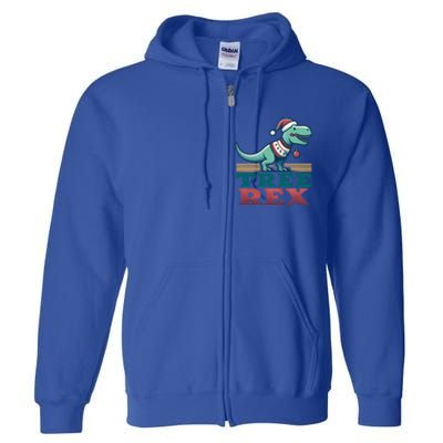 Christmas Dinosaur Tree Rex Retro Groovy Xmas Style Cute Gift Full Zip Hoodie