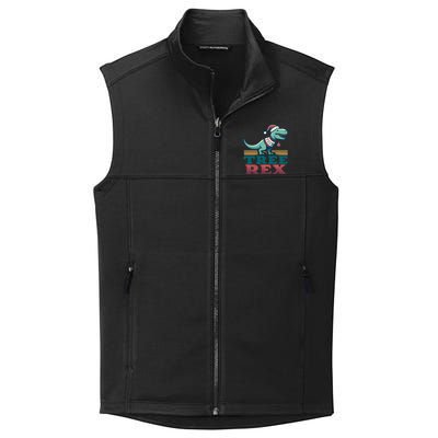 Christmas Dinosaur Tree Rex Retro Groovy Xmas Style Cute Gift Collective Smooth Fleece Vest