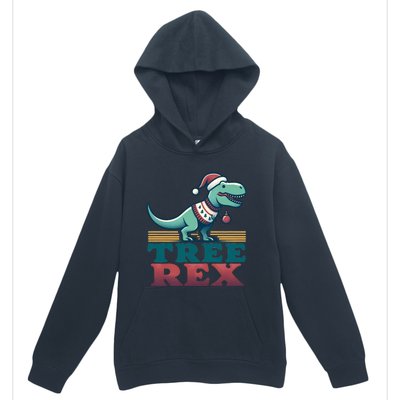 Christmas Dinosaur Tree Rex Retro Groovy Xmas Style Cute Gift Urban Pullover Hoodie