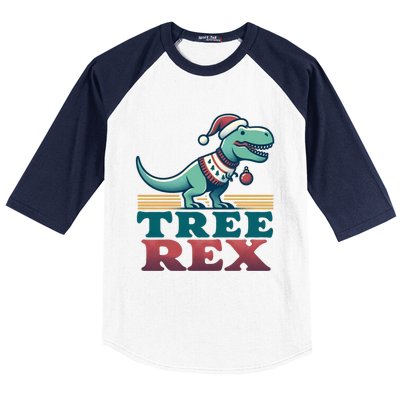 Christmas Dinosaur Tree Rex Retro Groovy Xmas Style Cute Gift Baseball Sleeve Shirt