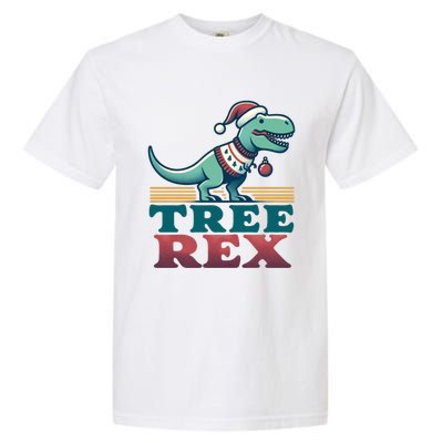 Christmas Dinosaur Tree Rex Retro Groovy Xmas Style Cute Gift Garment-Dyed Heavyweight T-Shirt