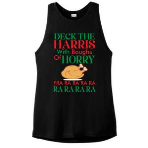 Christmas Deck The Harrs Fra Ra Ra Funny Turkey Gift Ladies PosiCharge Tri-Blend Wicking Tank