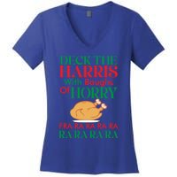 Christmas Deck The Harrs Fra Ra Ra Funny Turkey Gift Women's V-Neck T-Shirt