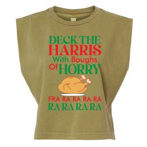 Christmas Deck The Harrs Fra Ra Ra Funny Turkey Gift Garment-Dyed Women's Muscle Tee