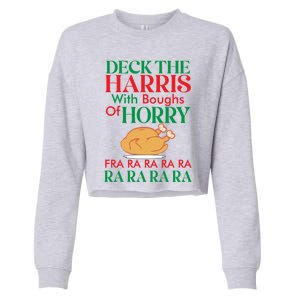 Christmas Deck The Harrs Fra Ra Ra Funny Turkey Gift Cropped Pullover Crew