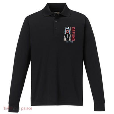 Conservative Defund The Fbi Deep State Performance Long Sleeve Polo