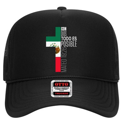 Con Dios Todo Es Posible Christian Spanish Gift Mexican Flag Trucker Hat