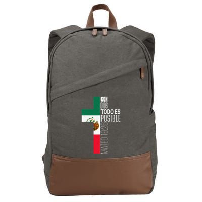 Con Dios Todo Es Posible Christian Spanish Gift Mexican Flag Cotton Canvas Backpack