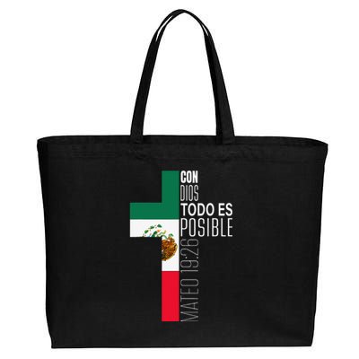 Con Dios Todo Es Posible Christian Spanish Gift Mexican Flag Cotton Canvas Jumbo Tote