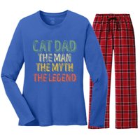 Cat Dad The The Myth The Legend Great Gift FatherS Day Gift Women's Long Sleeve Flannel Pajama Set 