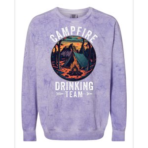 Campfire Drinking Team Outdoors Bonfire Camp Fire Nature Lover Funny Camping Colorblast Crewneck Sweatshirt