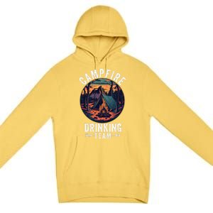 Campfire Drinking Team Outdoors Bonfire Camp Fire Nature Lover Funny Camping Premium Pullover Hoodie