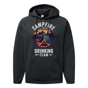 Campfire Drinking Team Outdoors Bonfire Camp Fire Nature Lover Funny Camping Performance Fleece Hoodie