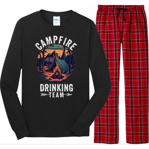 Campfire Drinking Team Outdoors Bonfire Camp Fire Nature Lover Funny Camping Long Sleeve Pajama Set