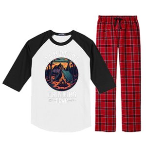 Campfire Drinking Team Outdoors Bonfire Camp Fire Nature Lover Funny Camping Raglan Sleeve Pajama Set