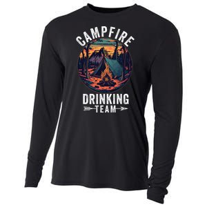 Campfire Drinking Team Outdoors Bonfire Camp Fire Nature Lover Funny Camping Cooling Performance Long Sleeve Crew