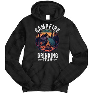 Campfire Drinking Team Outdoors Bonfire Camp Fire Nature Lover Funny Camping Tie Dye Hoodie