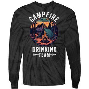 Campfire Drinking Team Outdoors Bonfire Camp Fire Nature Lover Funny Camping Tie-Dye Long Sleeve Shirt