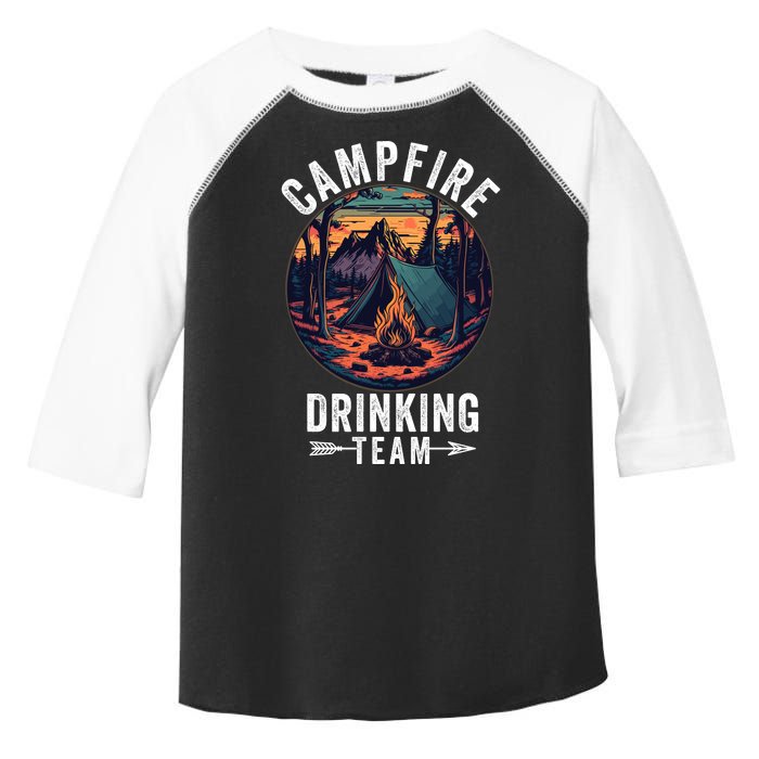 Campfire Drinking Team Outdoors Bonfire Camp Fire Nature Lover Funny Camping Toddler Fine Jersey T-Shirt