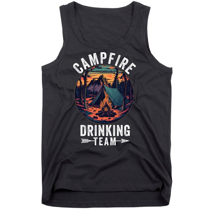 Campfire Drinking Team Outdoors Bonfire Camp Fire Nature Lover Funny Camping Tank Top