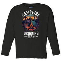 Campfire Drinking Team Outdoors Bonfire Camp Fire Nature Lover Funny Camping Toddler Long Sleeve Shirt