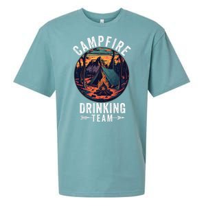 Campfire Drinking Team Outdoors Bonfire Camp Fire Nature Lover Funny Camping Sueded Cloud Jersey T-Shirt