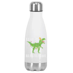 Christmas Dinosaur Tree Rex Christmas Fa Rawr Rawr Funny Gift Stainless Steel Insulated Water Bottle