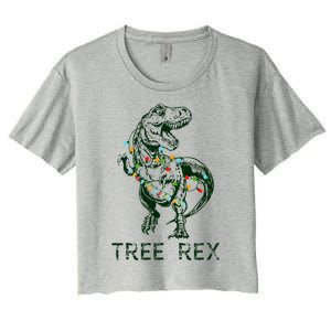 Christmas Dinosaur Tree Rex Pajamas Meaningful Gift Women's Crop Top Tee