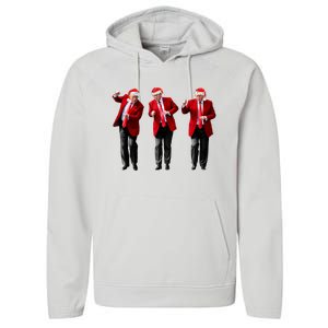 Christmas Donald Trump President 2024 Dancing Funny Santa Performance Fleece Hoodie