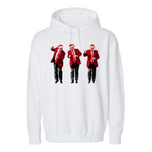 Christmas Donald Trump President 2024 Dancing Funny Santa Garment-Dyed Fleece Hoodie