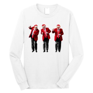 Christmas Donald Trump President 2024 Dancing Funny Santa Long Sleeve Shirt