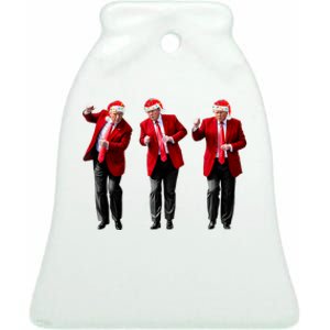 Christmas Donald Trump President 2024 Dancing Funny Santa Ceramic Bell Ornament