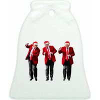 Christmas Donald Trump President 2024 Dancing Funny Santa Ceramic Bell Ornament