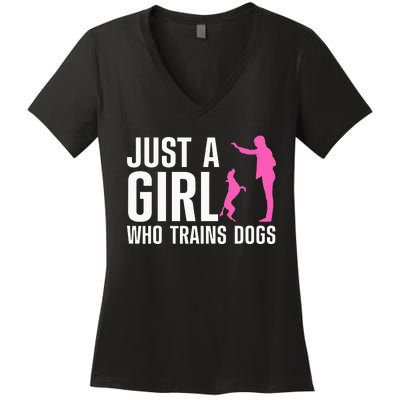 Cute Dog Trainer Training Dog Lover Owner Women's V-Neck T-Shirt