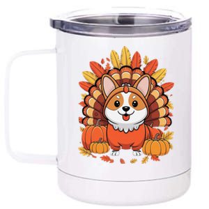 Corgi Dog Turkey Thanksgiving 12 oz Stainless Steel Tumbler Cup