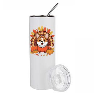 Corgi Dog Turkey Thanksgiving Stainless Steel Tumbler