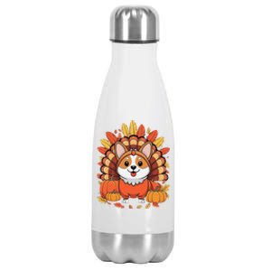 Corgi Dog Turkey Thanksgiving Stainless Steel Insulated Water Bottle