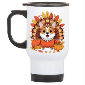 Corgi Dog Turkey Thanksgiving Stainless Steel Travel Mug