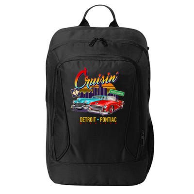 Cruisin Detroit To Pontiac Clasic Cars City Backpack