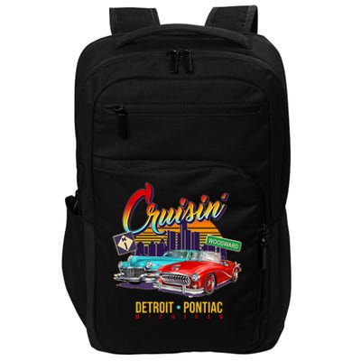 Cruisin Detroit To Pontiac Clasic Cars Impact Tech Backpack