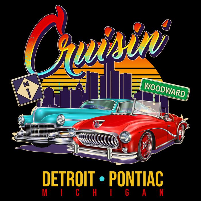 Cruisin Detroit To Pontiac Clasic Cars Flatbill Hat