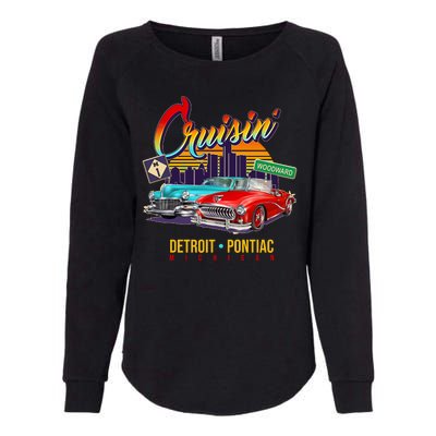 Cruisin Detroit To Pontiac Clasic Cars Womens California Wash Sweatshirt