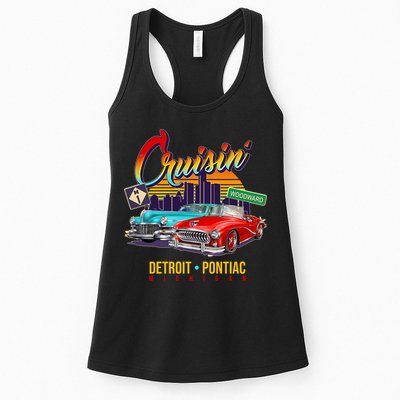 Cruisin Detroit To Pontiac Clasic Cars Womens Tank Top