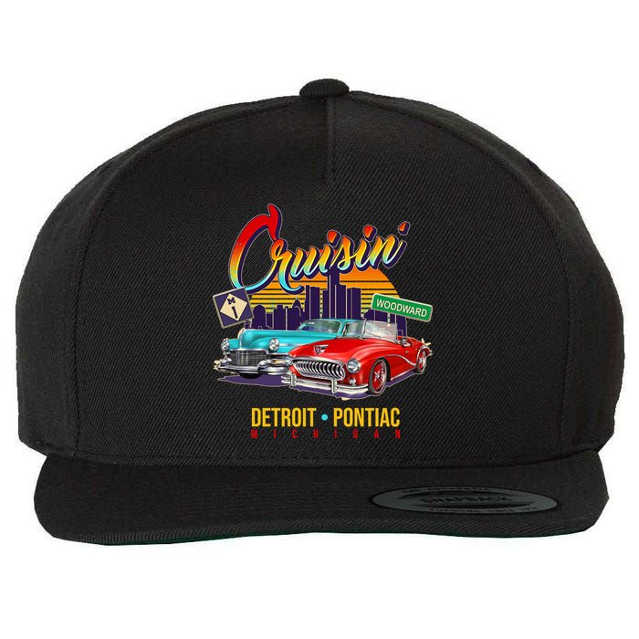 Cruisin Detroit To Pontiac Clasic Cars Wool Snapback Cap